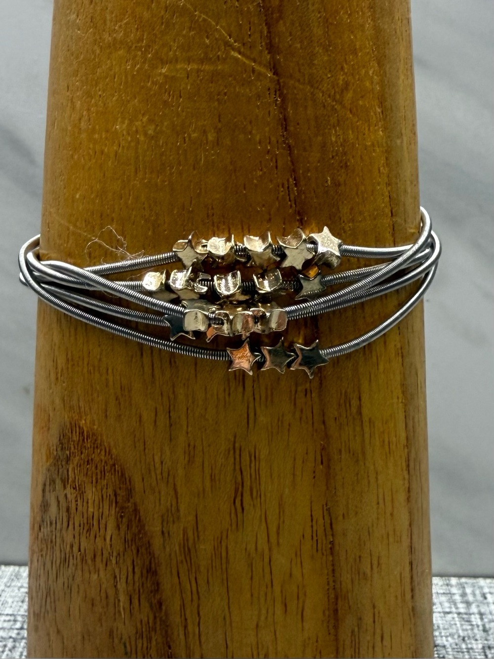 Star Accent Multi-Strand Wire Bracelet - Gold and Silver